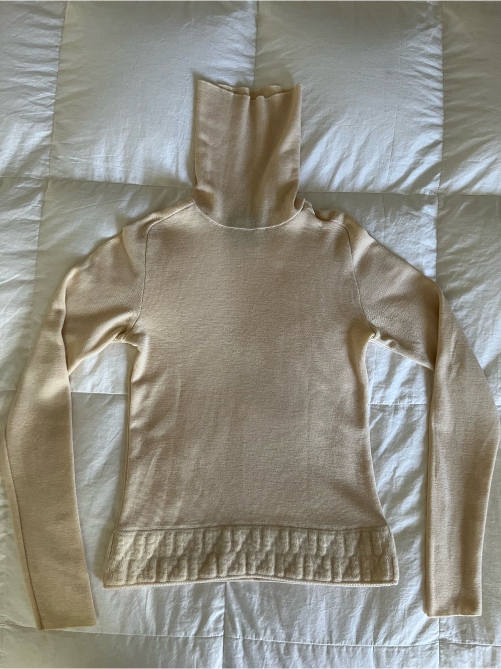 Authentic Fendi Maglia Virgin Wool Turtleneck with Tonal FF Mirror Trim, M